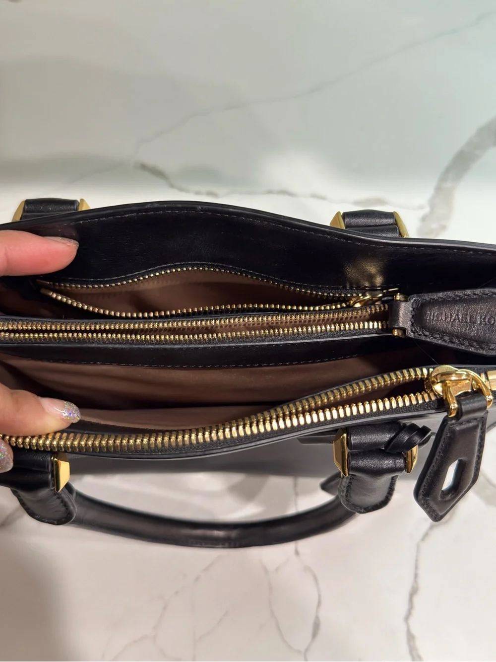 Michael Kors Collection, Black Leather Satchel Bag. High End Runway Line. - Picture 4 of 4